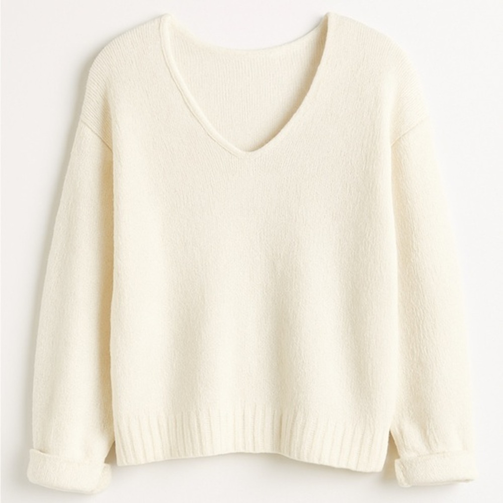 Cozy Cream V-Neck Sweater